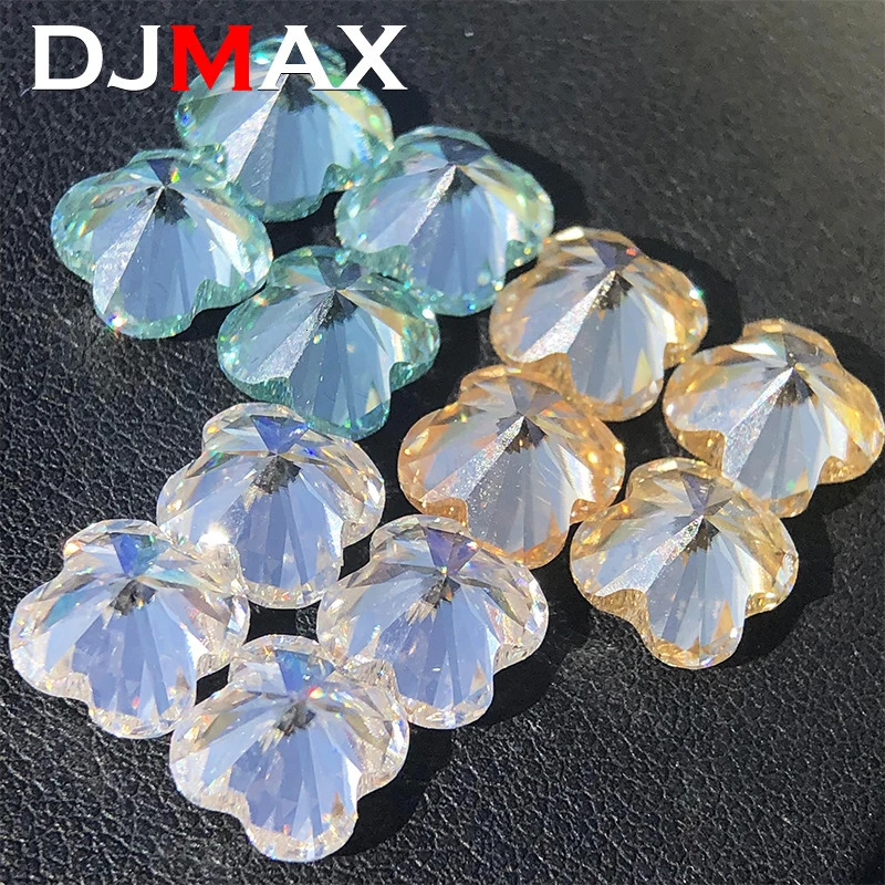 DJMAX 49mm Four Leaf Clover Loose Stones Certified Diamond Royal Blue Champagne VVS1 for Jewelry Making 231221