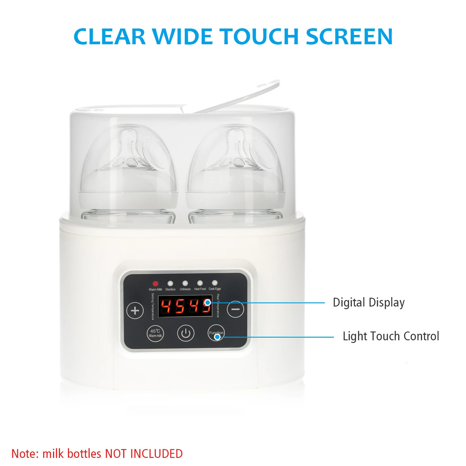 Baby Bottle Warmer 5-in-1 Digital Baby Food Heater with Timer Digital Display Double Bottle Steam Sterilizer Defrosting US PLUG 231222