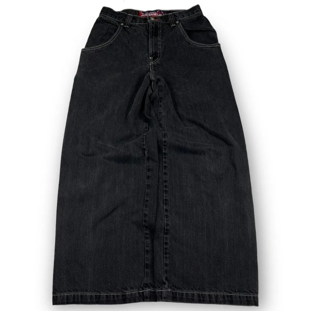 JNCO Jeans Y2K Mens Streetwear Hip Hop Cartoon Graphic Baggy Jeans Black Pants Retro Harajuku Gothic High Waisted Wide Trouser 231221
