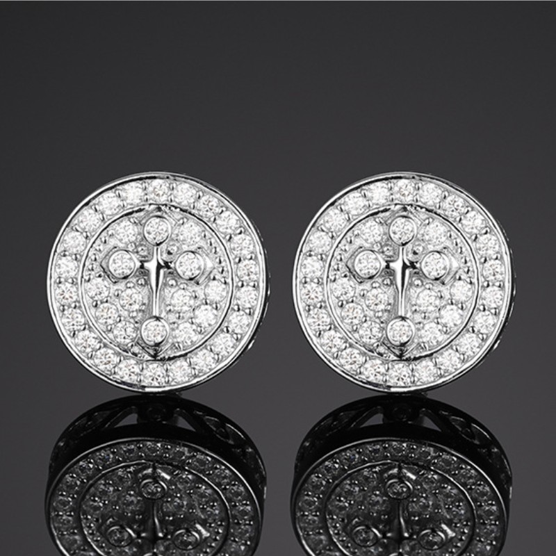 Top Selg Pass Dia Tester Fine Jewelry Sier Cross VVS Moissanite Stud Earrings for Men Women Gift