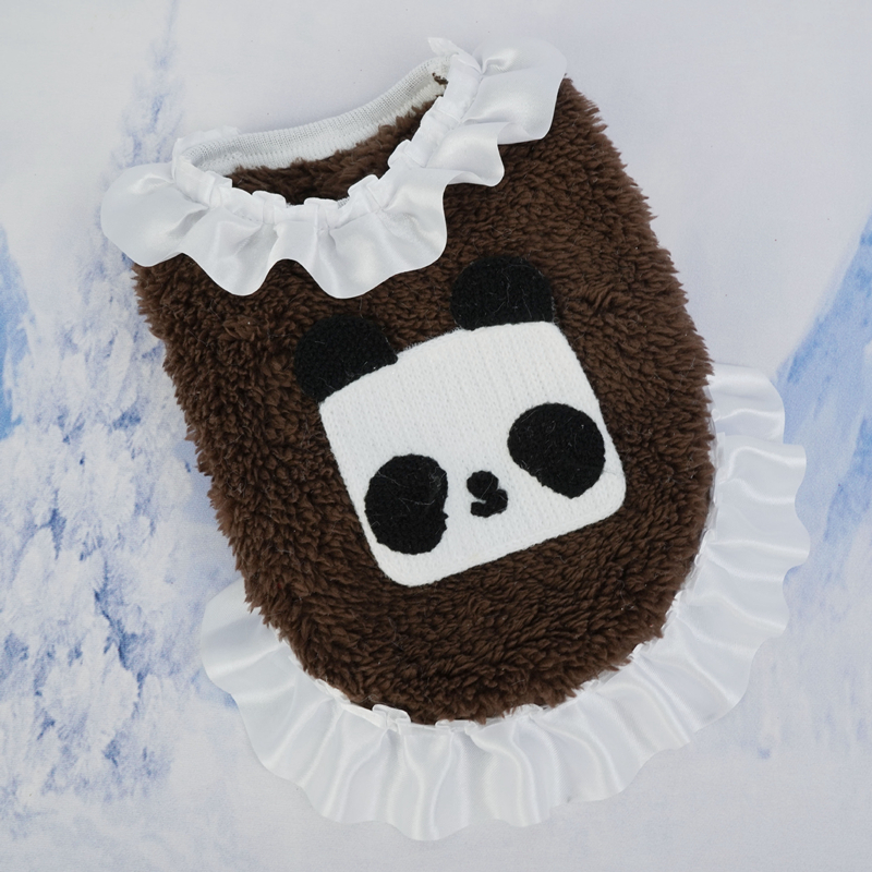 Small Dogs Girl Dresses Fall Puppy Sweater Dress with Lace Hem Winter Warm Fleece Pets Sweaters for Girls Pet Clothes XXS Pink Dog Coats A897
