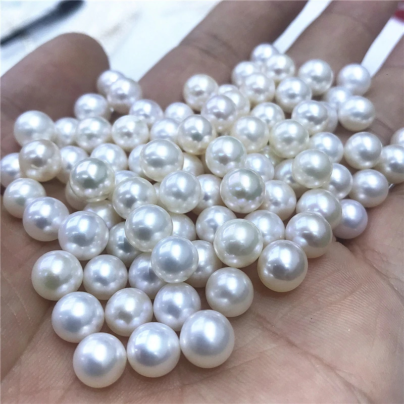 4A Perfect Round Pearls High Luster Half Hole White Color Natural Freshwater Pearl 6mm 7mm 8mm 231221