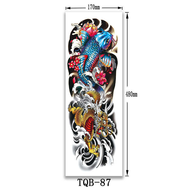 New full arm tattoo sticker set for men's and women's large animal waterproof stickers