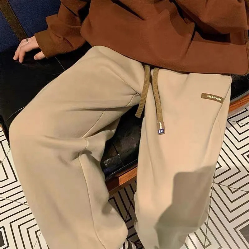 Rimocy Winter Thick Plush Sport Pants Women Drawstring Elastic Waist Harem Pants Woman Keep Warm Casual Sweatpants Ladies 231221