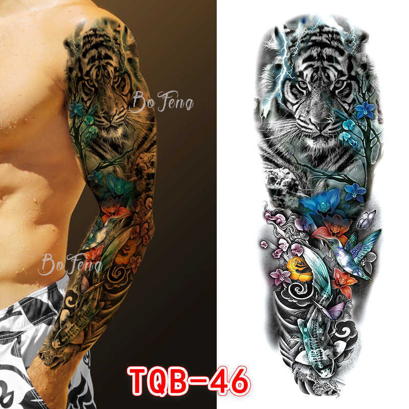 New full arm waterproof tattoo Decal beauty lion big sticker