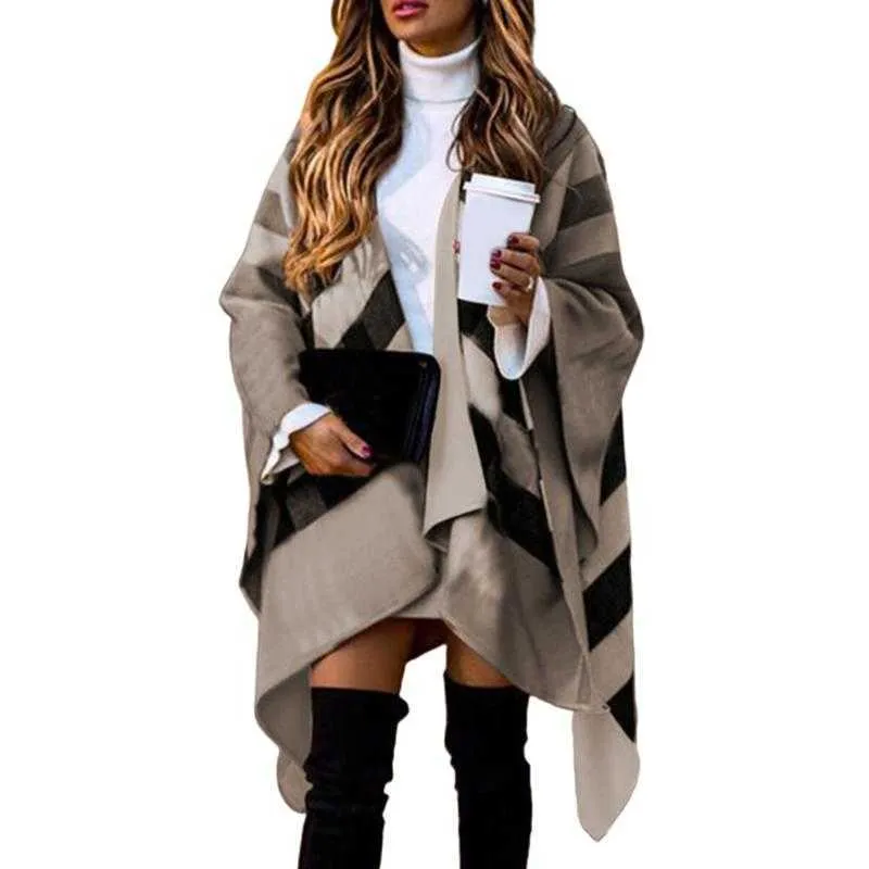 Vintage designer Sleeve Coat ece Winter Female for designers Shawl B 2024 Stripes silk New Plaid s Fashion Autumn scarf