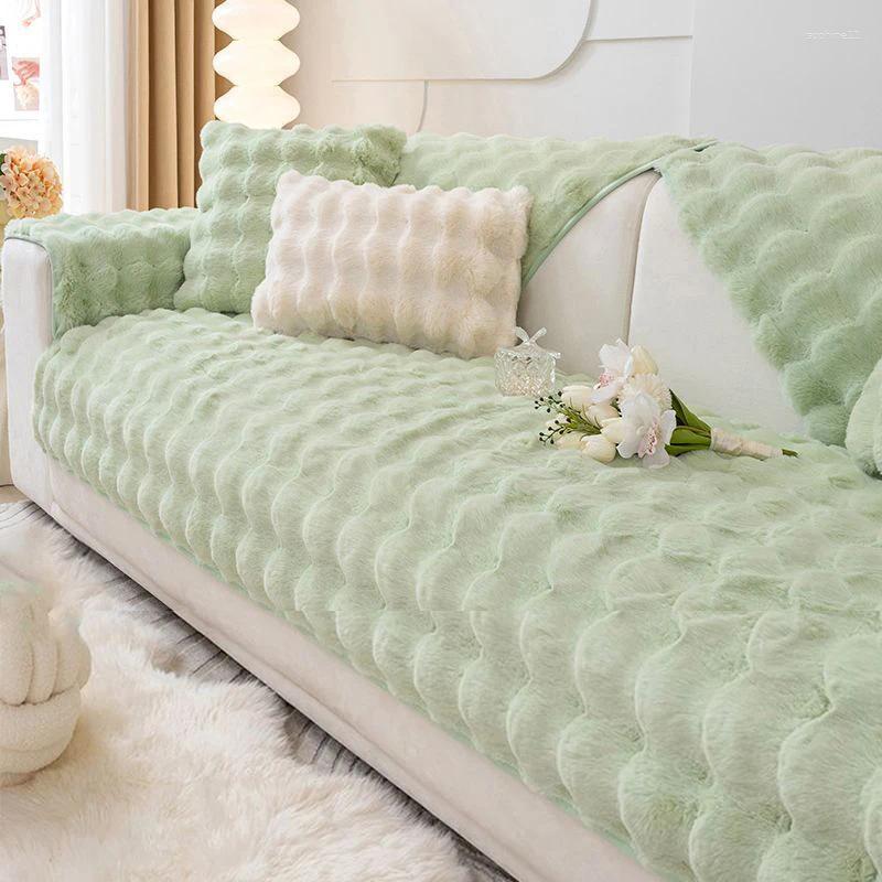 1pc Imitation Rabbit Plush Sofa Cover Winter Warm Thick Plush Soft Sofa Slipcover Pet Favorite Non-slip Protective Couch Cover Furniture Protector For