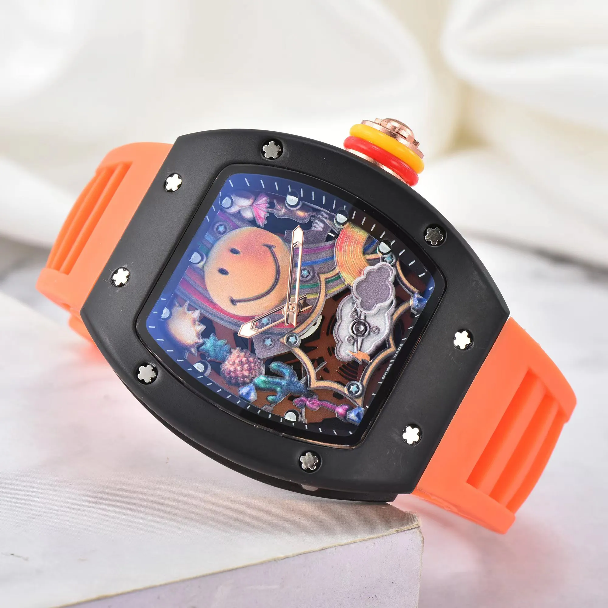 mens watch Top Brand Luxury Quartz Copy Watch Case Seconds Rubber Strap Wristwatch Male Clock mens watch designer designer watch