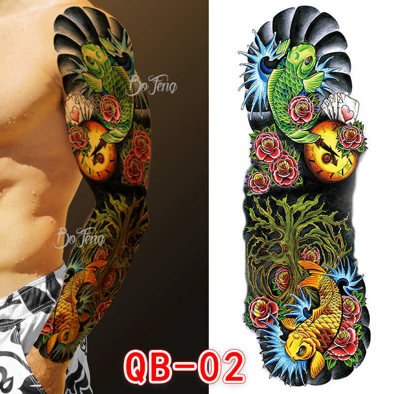 Full arm tattoo sticker waterproof flower full black large picture