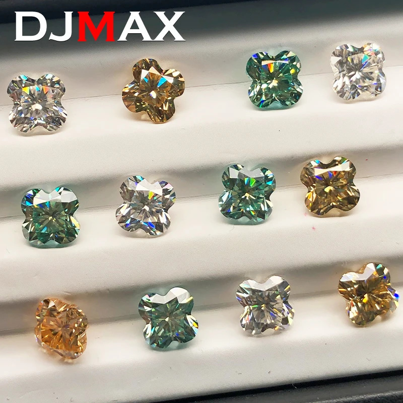 DJMAX 49mm Four Leaf Clover Loose Stones Certified Diamond Royal Blue Champagne VVS1 for Jewelry Making 231221