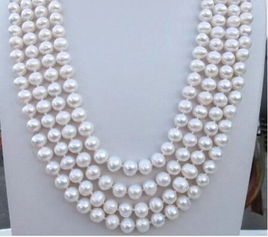 Japanese Akoya 78 mm white pearl Necklace 14K Yellow Gold clasp 231221