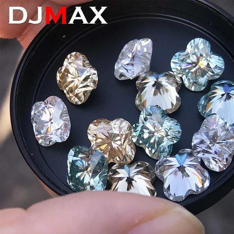 DJMAX 49mm Four Leaf Clover Loose Stones Certified Diamond Royal Blue Champagne VVS1 for Jewelry Making 231221