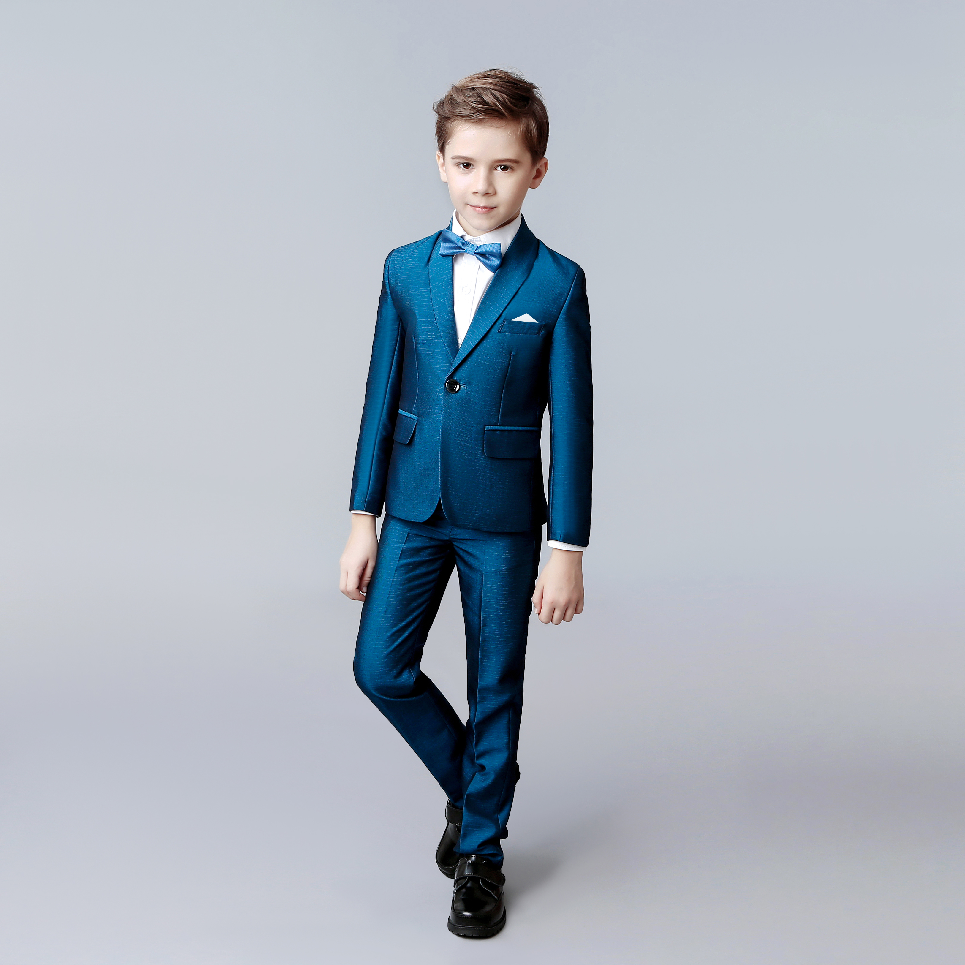 Spring Blue Boy Suits Little Kids Dinner Tuxedos For Wedding Party Prom Birthday Wear Jacket Pants Vest