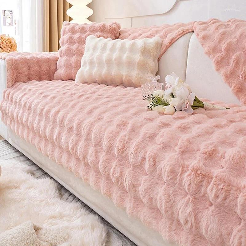 1pc Imitation Rabbit Plush Sofa Cover Winter Warm Thick Plush Soft Sofa Slipcover Pet Favorite Non-slip Protective Couch Cover Furniture Protector For