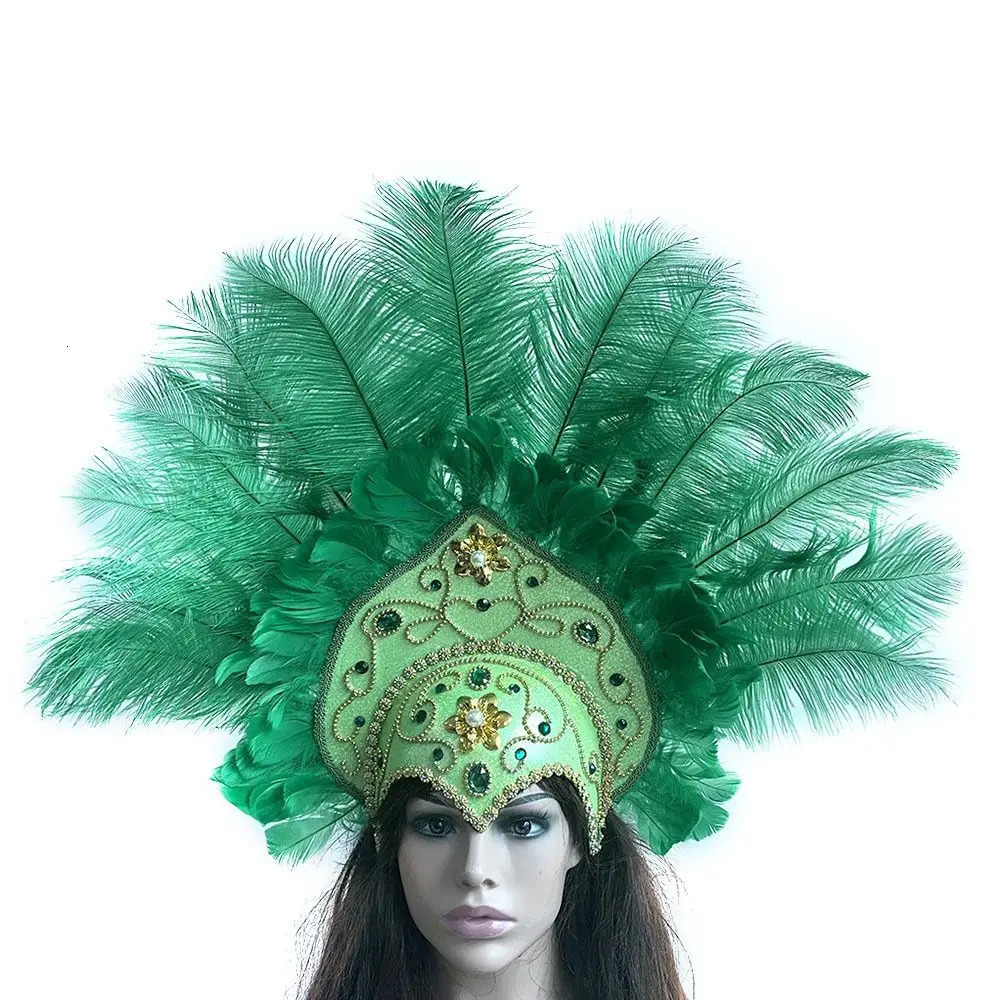 Women Brazil Carnival Party Feather Headdress Headpiece Crown Headband for Halloween 231221