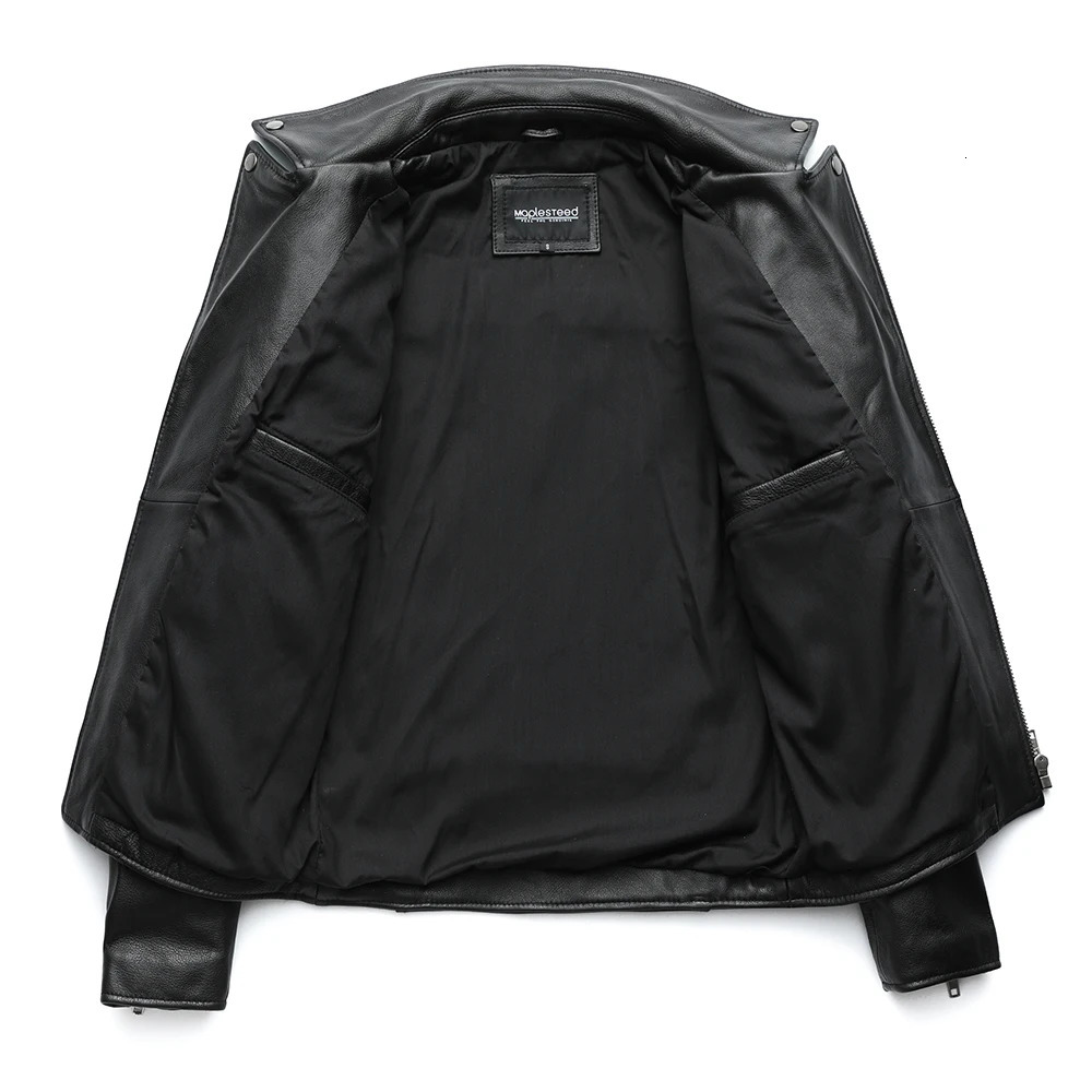 MAPLESTEED Classical Motorcycle Jackets Men Leather Jacket 100% Natural Cowhide Thick Moto Jacket Winter Sleeve 61-69cm 8XL M192 231221