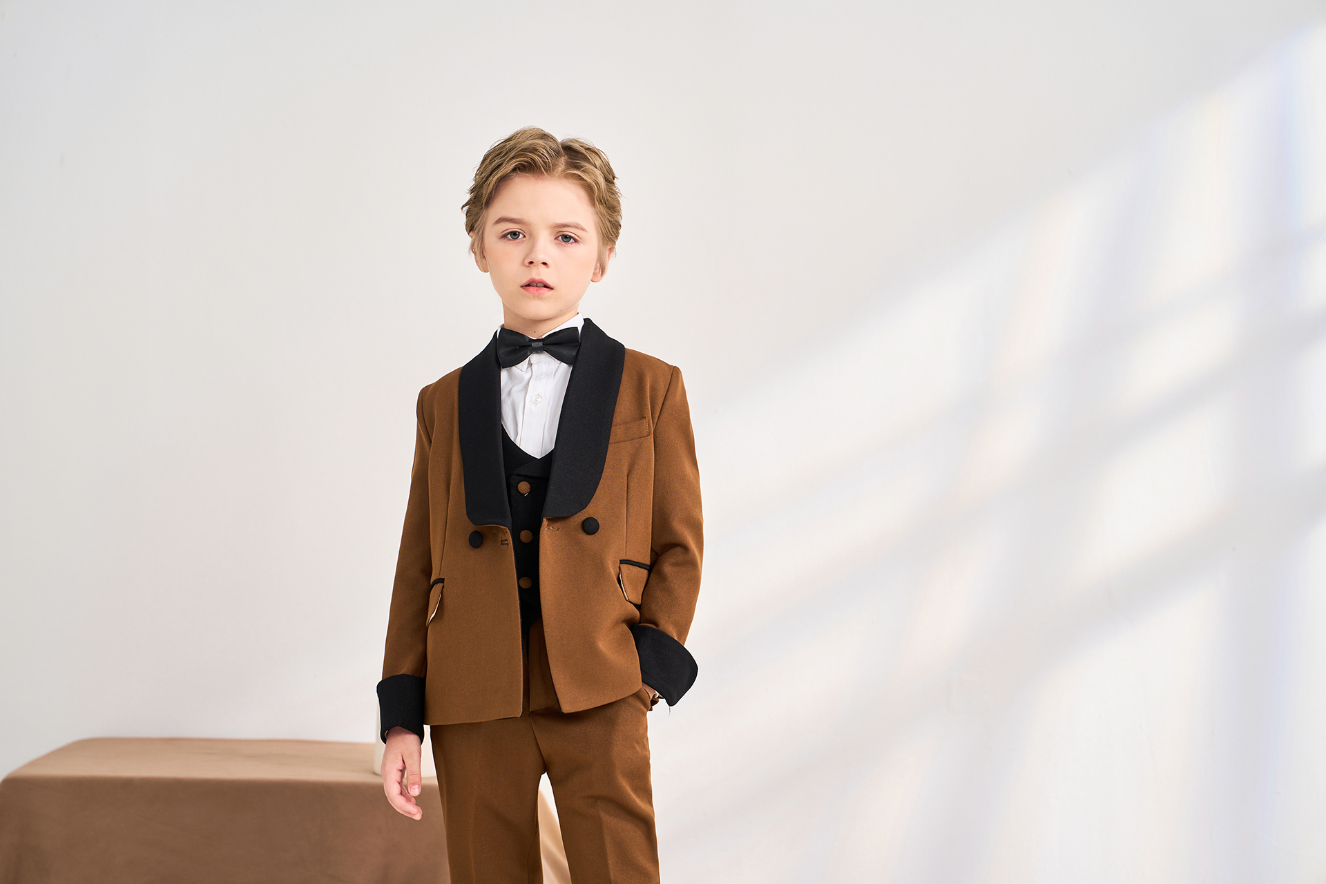 French Color Matching Boy Suits Cute Kids Dinner Tuxedos For Wedding Party Prom Birthday Wear Jacket Pants Vest