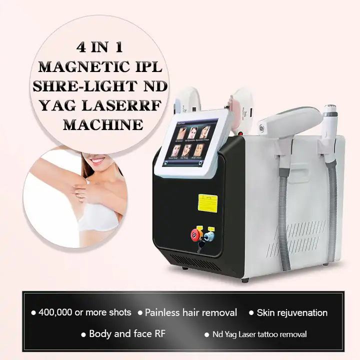 4 in 1 360Magneto-optical Laser Hair Removal + Elight Skin Rejuvenation + ND YAG Laser Tattoo Removal + RF Face Lift Slimming Machine
