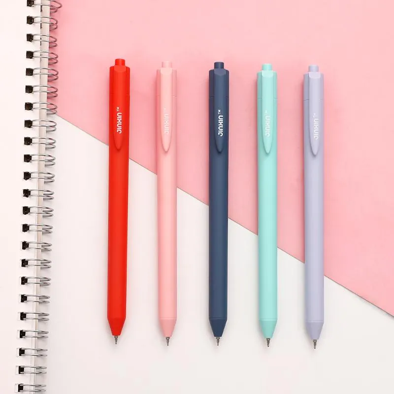 wholesale JIANWU 5pcsset Morandi Gel Pen Needle Pen Press Simple and Quickdrying for Students journal Kawaii School Supplies ZZ