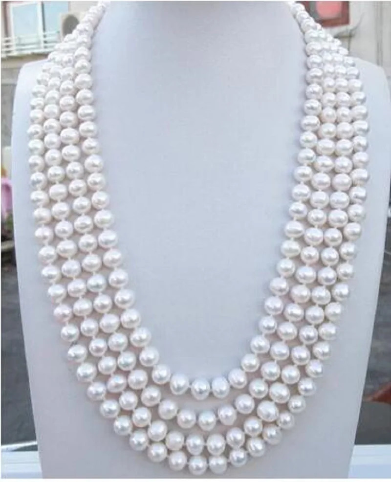 Japanese Akoya 78 mm white pearl Necklace 14K Yellow Gold clasp 231221