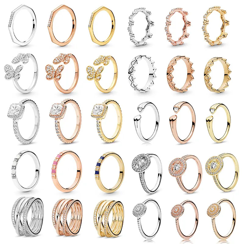 New Popular 925 Sterling Silver Special Offer Womens Crown Finger Rings Girls Shiny Zircon Rings Wedding Engagement Jewelry Gifts Outlet