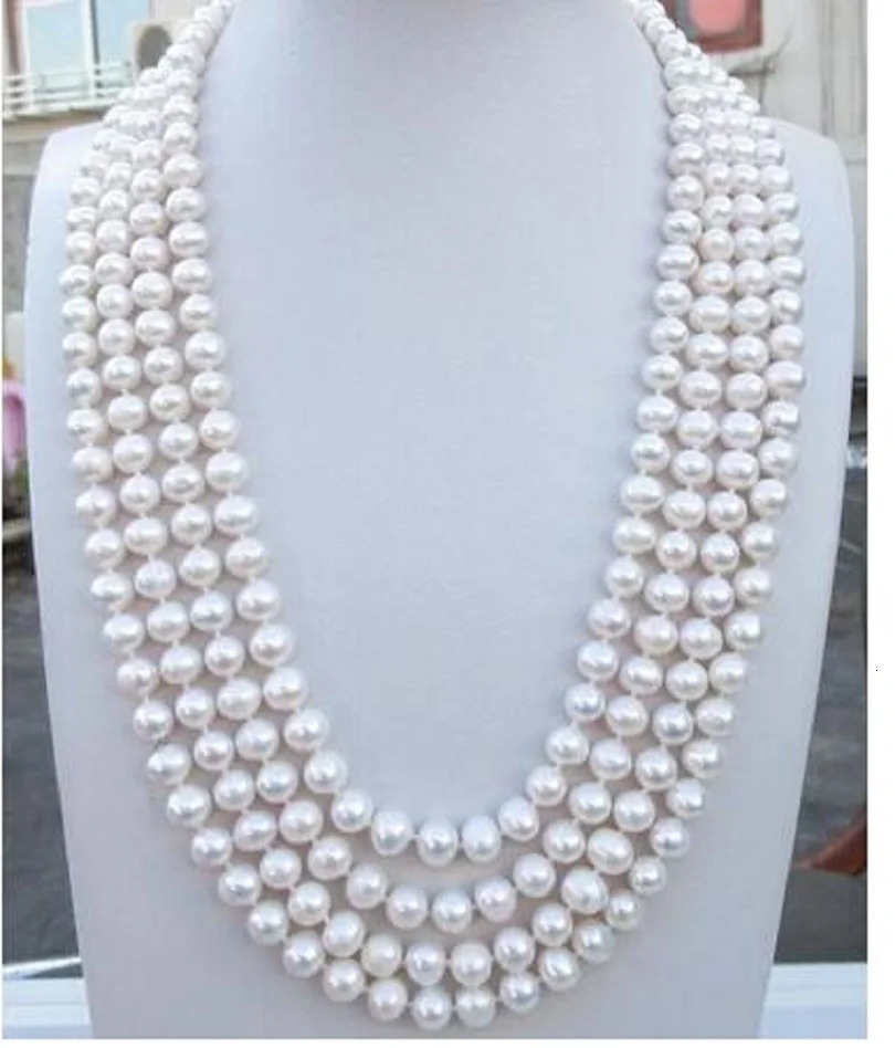 Japanese Akoya 78 mm white pearl Necklace 14K Yellow Gold clasp 231221