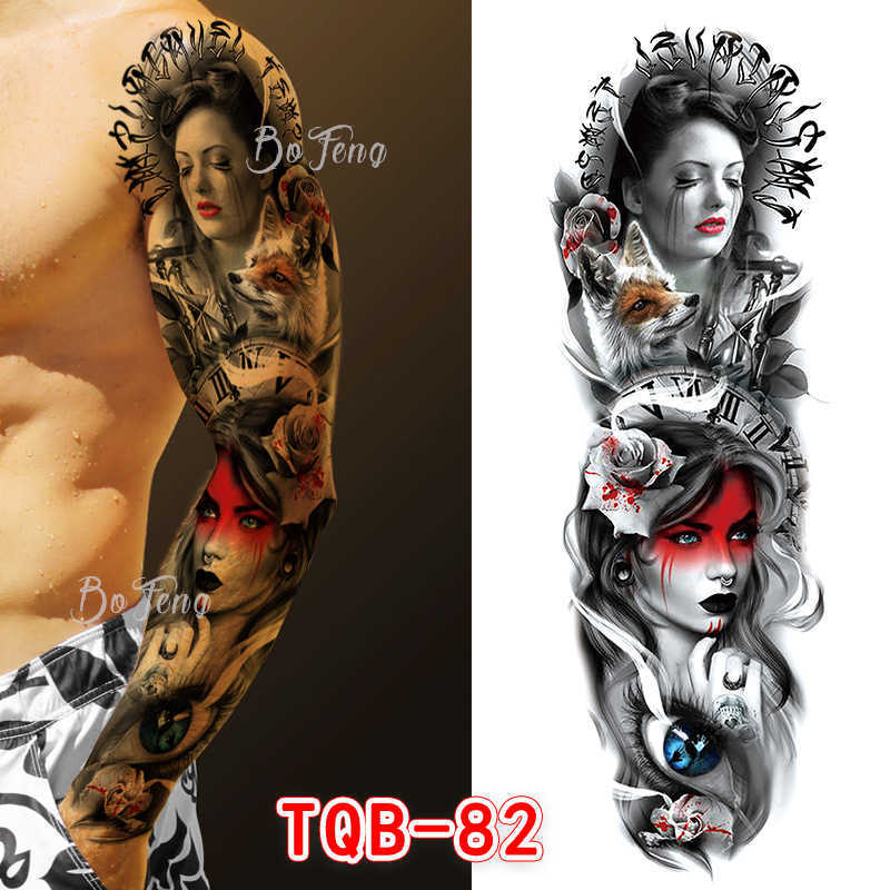New full arm tattoo sticker set for men's and women's large animal waterproof stickers