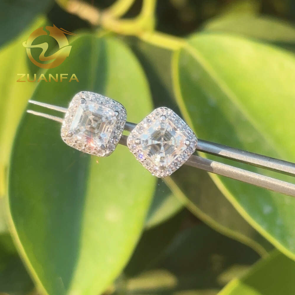 Wholesale Asscher Cut Moissnite Earring Vintage Stud Earrings 925 Silver Screw Back Crystal Earrings Set Gift for Men Women