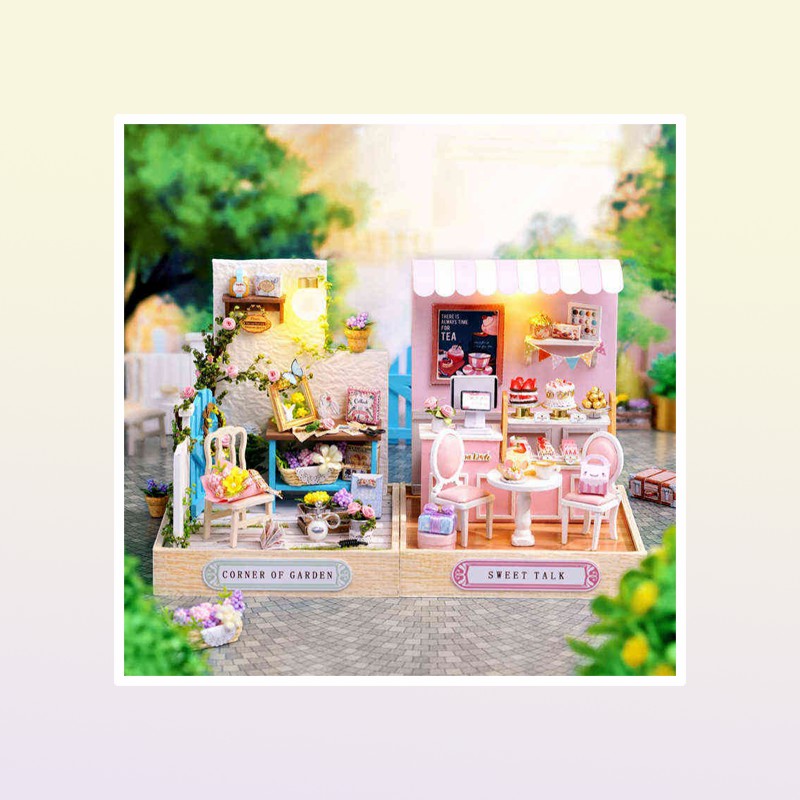 Kids Wooden Miniature Dollhouses Kit Gift Toys Roombox Doll House Furniture Box Theatre Toy For Birthday AA220325