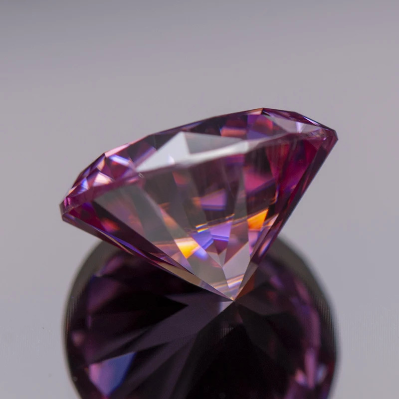 Loose Stone Round Cut Pink Colour Synthetic Lab Created Gemstone Passed Diamond Tester Comes with GRA Certificate 231221