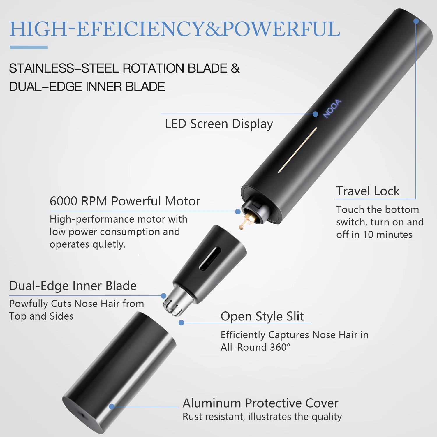 Lithium Electric nose hair trimmer for men eyebrow epilator ear razor nose hair removal machine shaver hair clipper nose haircut 231221 - view 6