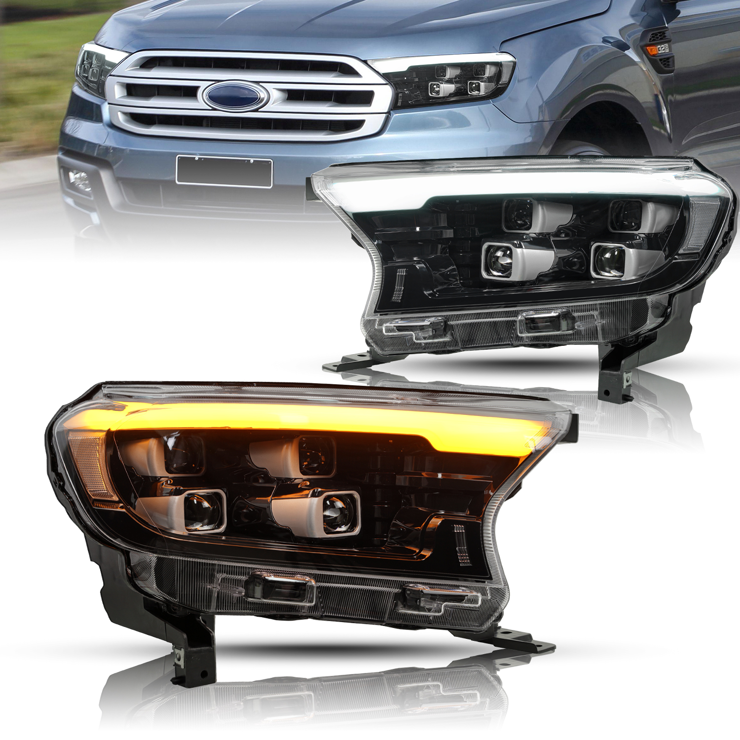 Car Front Lights for Ford Ranger Headlight 20 16-20 21 Everest Full LED DRL Dynamic Turning Signal Lamp Headlights
