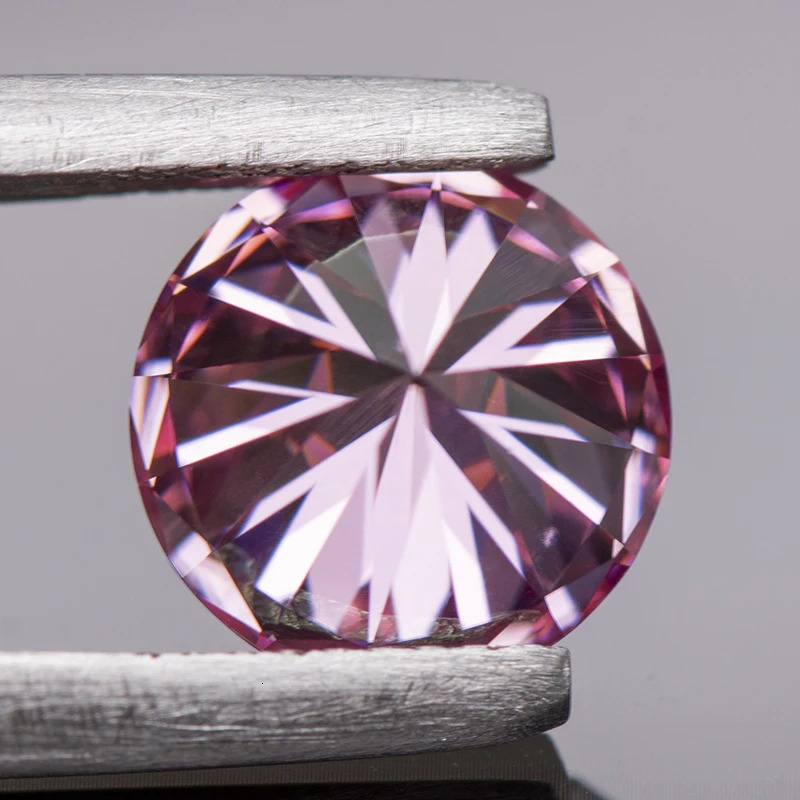 Loose Stone Round Cut Pink Colour Synthetic Lab Created Gemstone Passed Diamond Tester Comes with GRA Certificate 231221