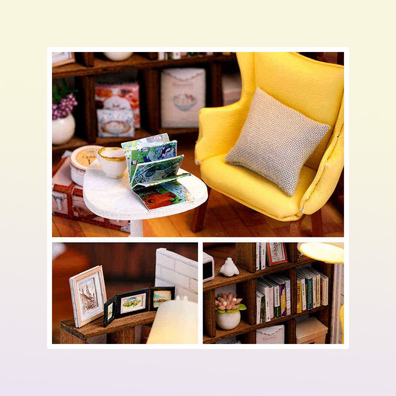 Kids Wooden Miniature Dollhouses Kit Gift Toys Roombox Doll House Furniture Box Theatre Toy For Birthday AA220325