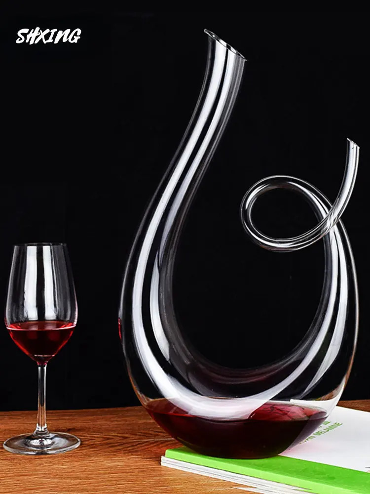 1500ML Crystal High Wine Spiral 6-shaped Set Grade Wine Decanter Gift Box Harp Swan Decanter Creative Wine Separator Bar Sets 231222