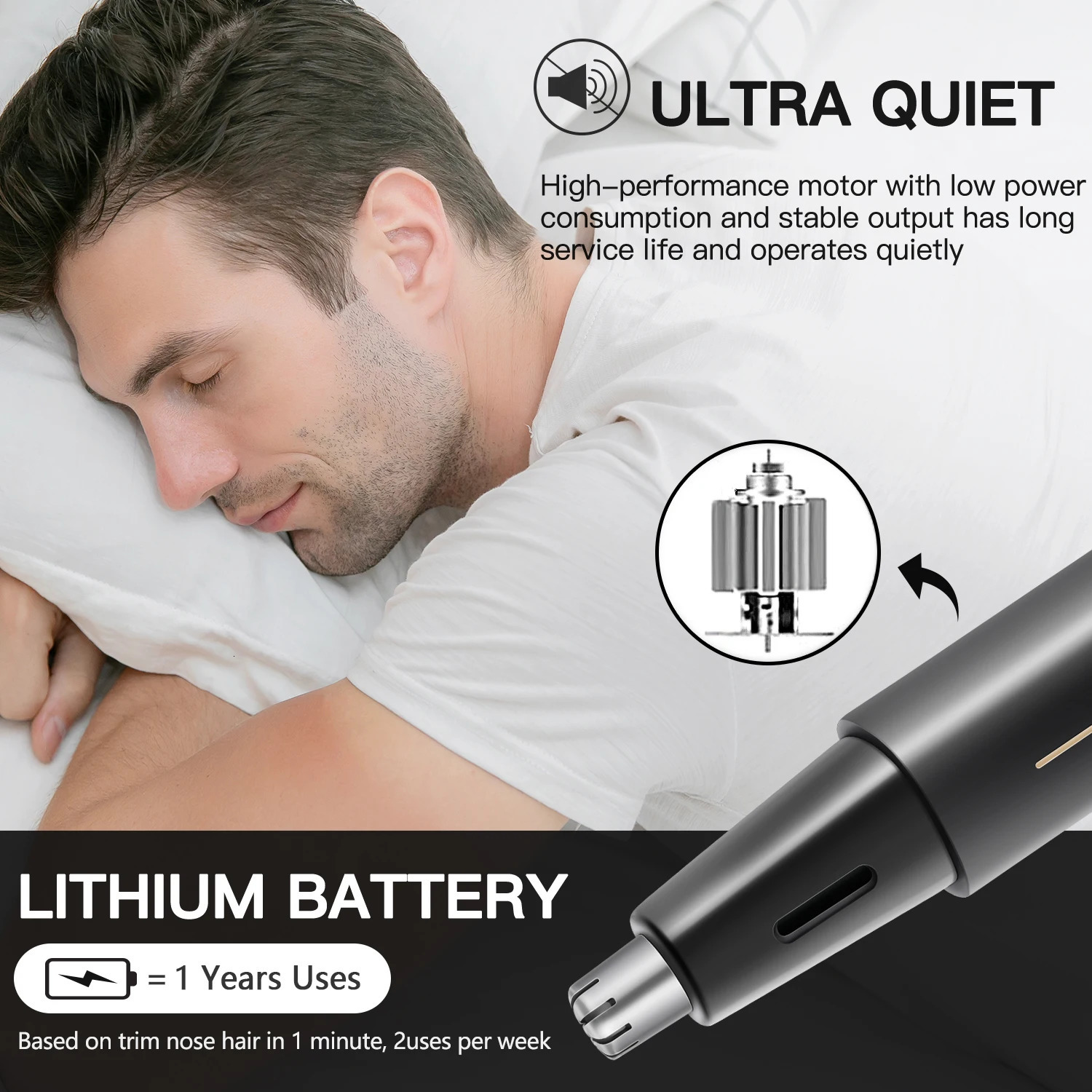 Lithium Electric nose hair trimmer for men eyebrow epilator ear razor nose hair removal machine shaver hair clipper nose haircut 231221 - view 5