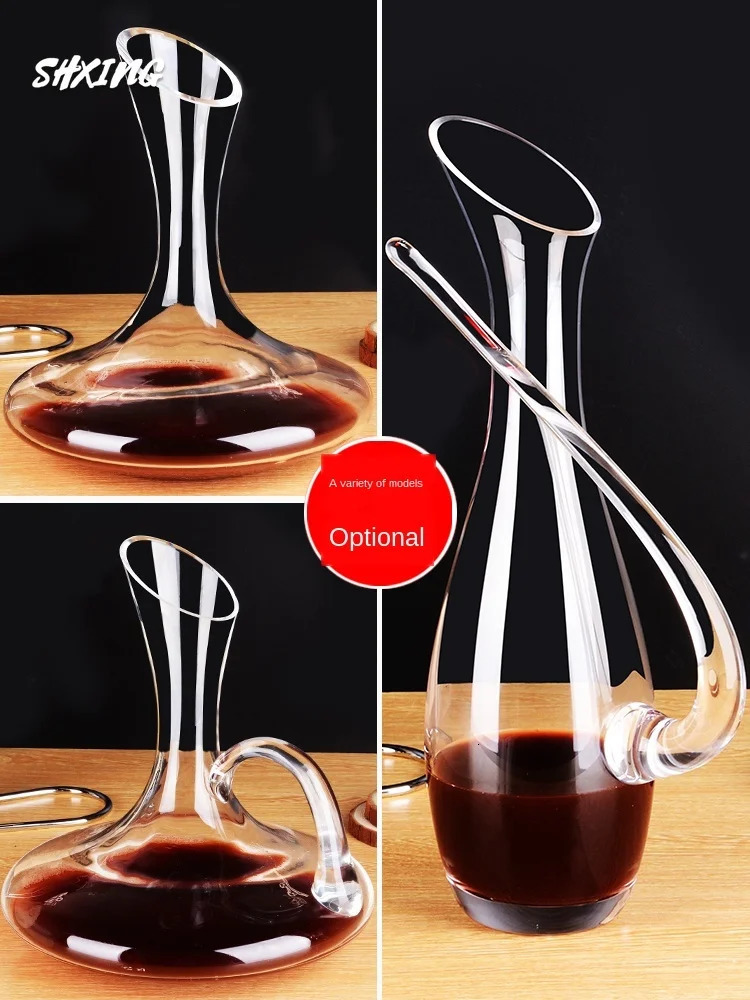 1500ML Crystal High Wine Spiral 6-shaped Set Grade Wine Decanter Gift Box Harp Swan Decanter Creative Wine Separator Bar Sets 231222
