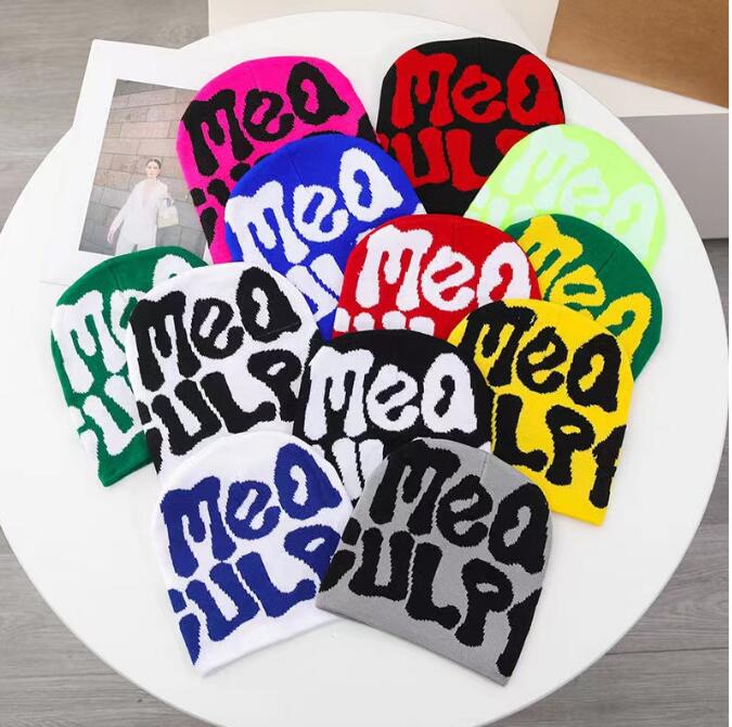 Designer mea culpas beanie for men knittede hats fashion letter embroidery casual couple mens hat holiday gifts beautiful unisex popular bonnet luxe winter bdc