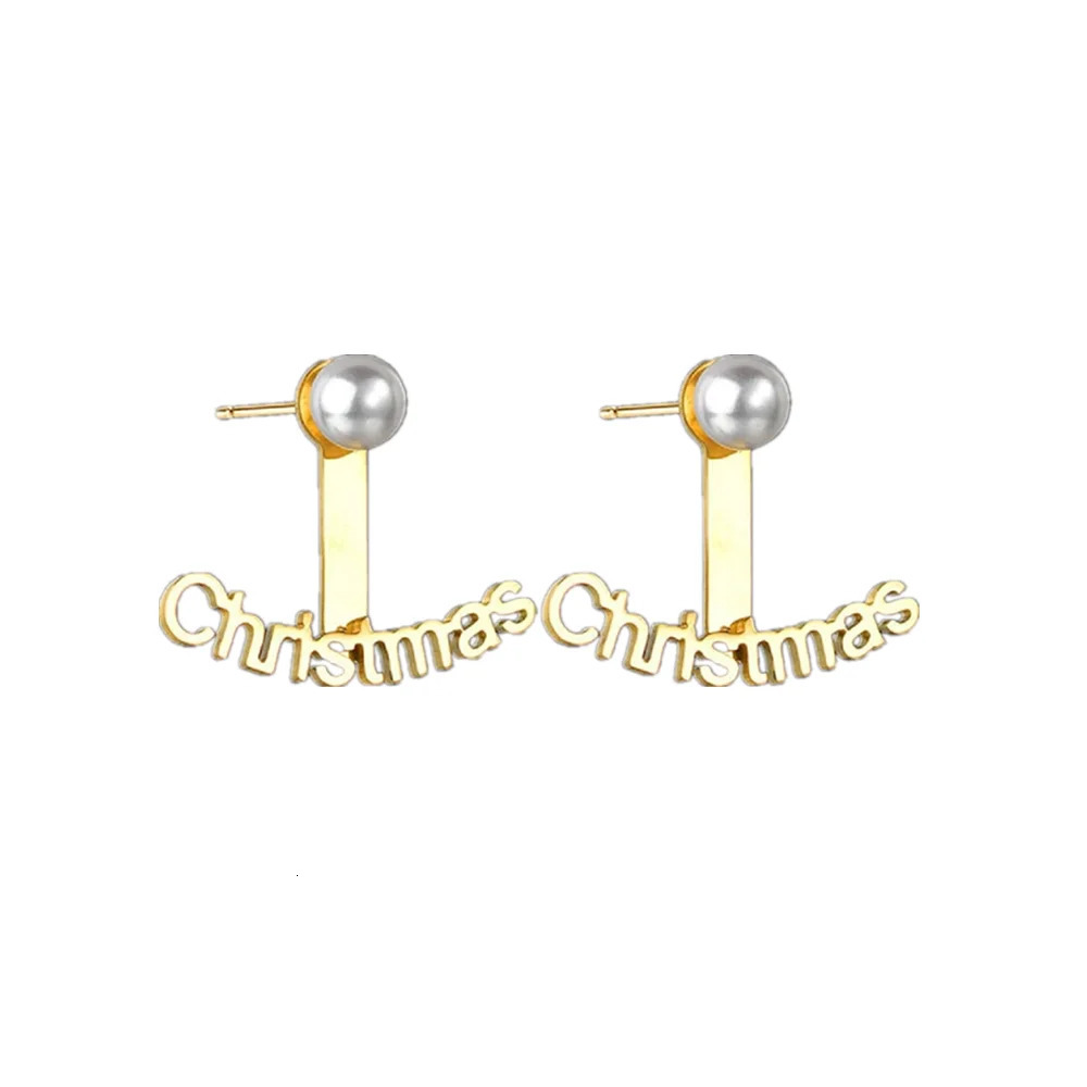 Custom Name Stud Earrings Personalized Stainless Steel with Pearl Gold Plated Earring for Women Wedding Jewelry 231221