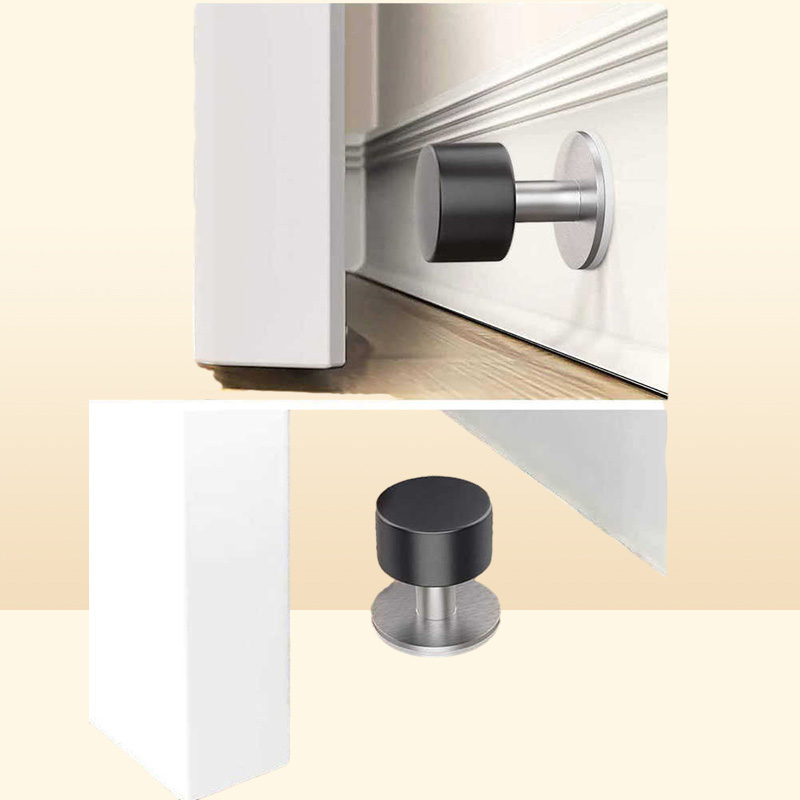 Door Stopper Stops 1 Pack Adhesive Wall Mounted Door Stop Stainless Steel Doorstop for Floor with Sound Dampening Bumper 2107242687533