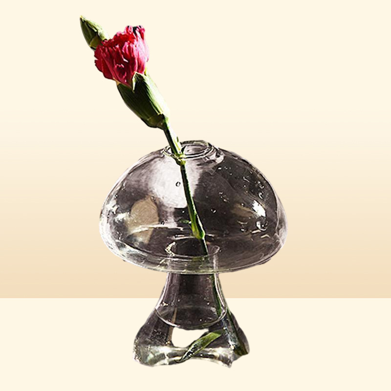 Transparent Mushroom Shaped Glass Vase Lovely Hydroponics Plant Creative Crafts Decor For Home Office Living Room Vases9478447