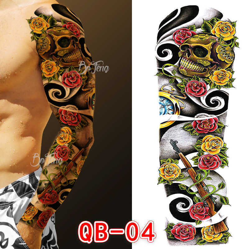 Makeup tattoo Full arm sticker waterproof flower full black large picture