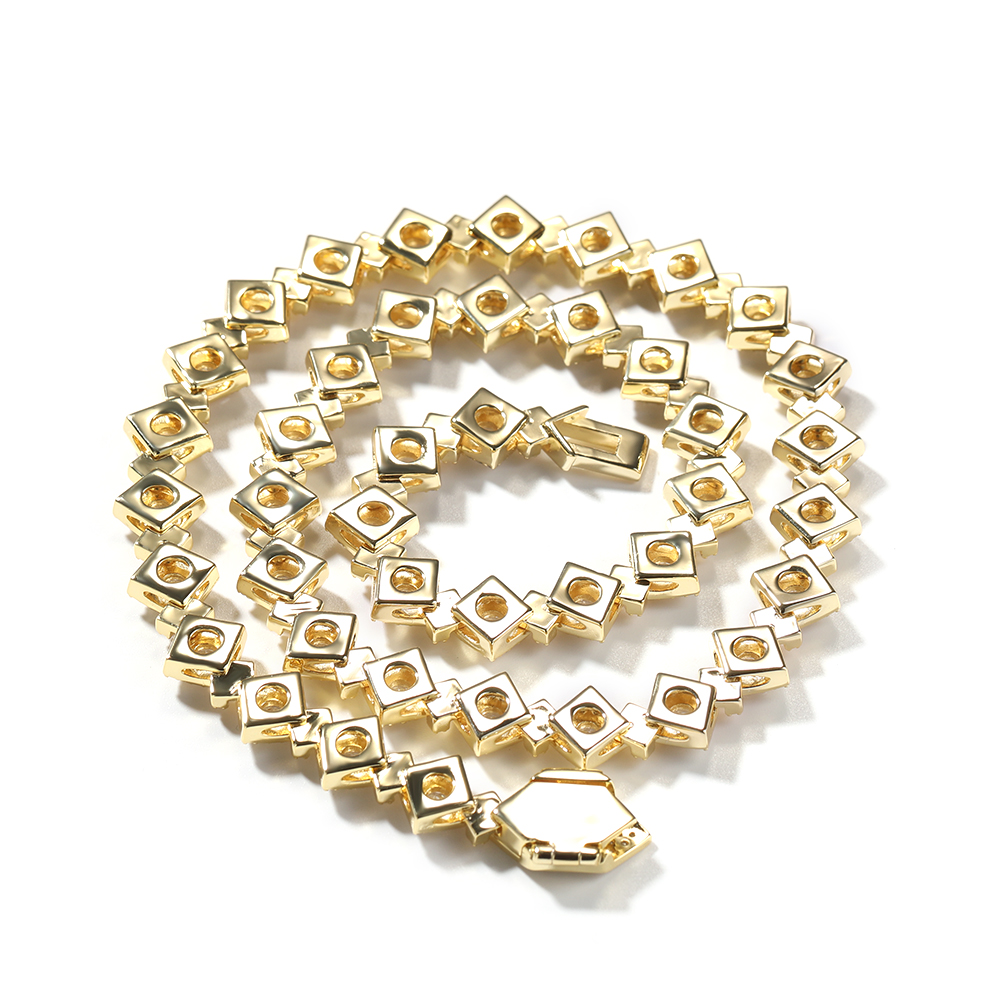 12mm Hip Hop Rhombus Tennis Chain Necklace Women Mens Sweater Chain Full 5A Zircon Jewelry
