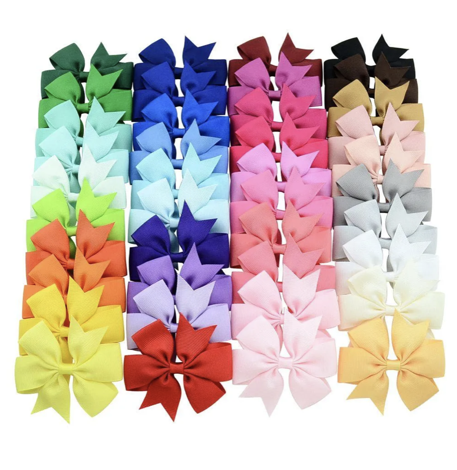 Party Favor Hair Accessories 40 Colors 3 Inch Cute Ribbed Ribbon Hair Bows With Clip Baby Girl Boutique Accessories Party Supplies C469