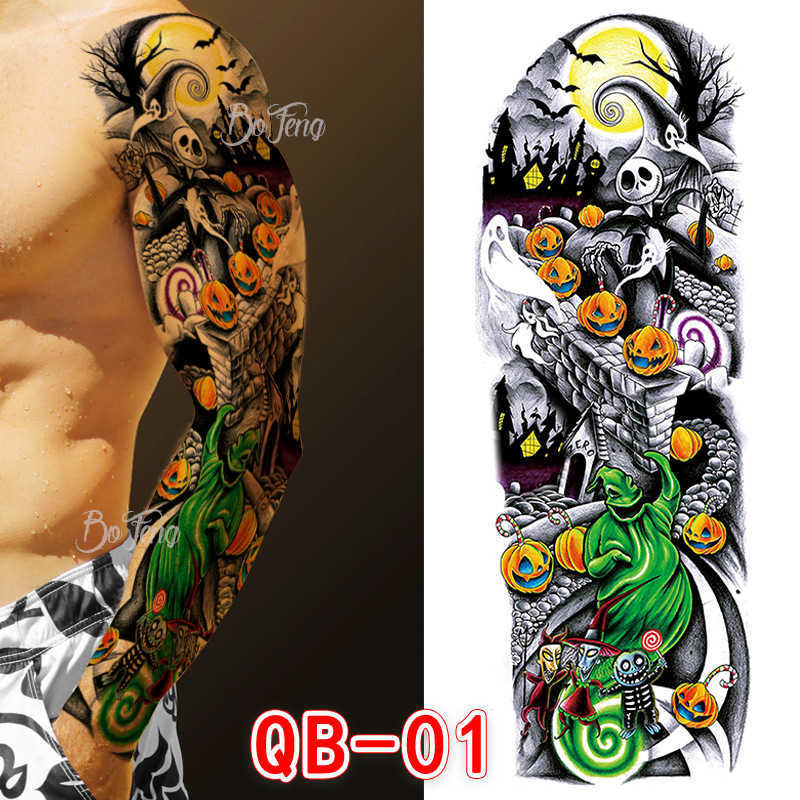 Makeup tattoo Full arm sticker waterproof flower full black large picture