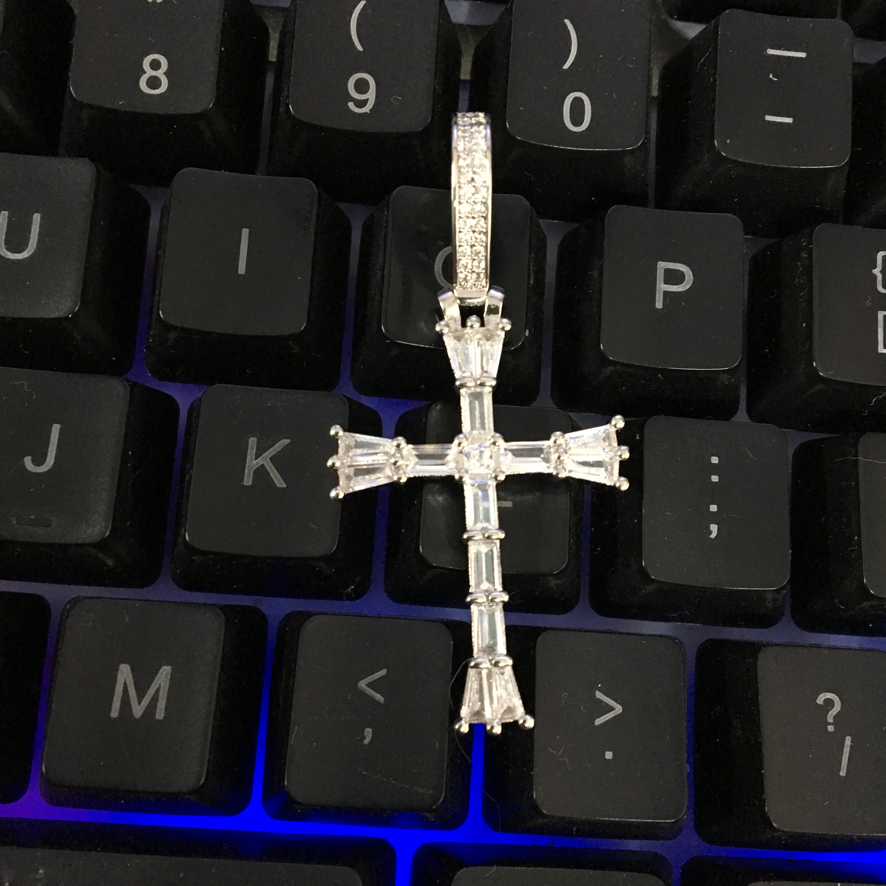 Hip Hop TopBling T Zircon Cross Pendant Necklace Women Men Gift Real Gold Plated Religion Jewelry