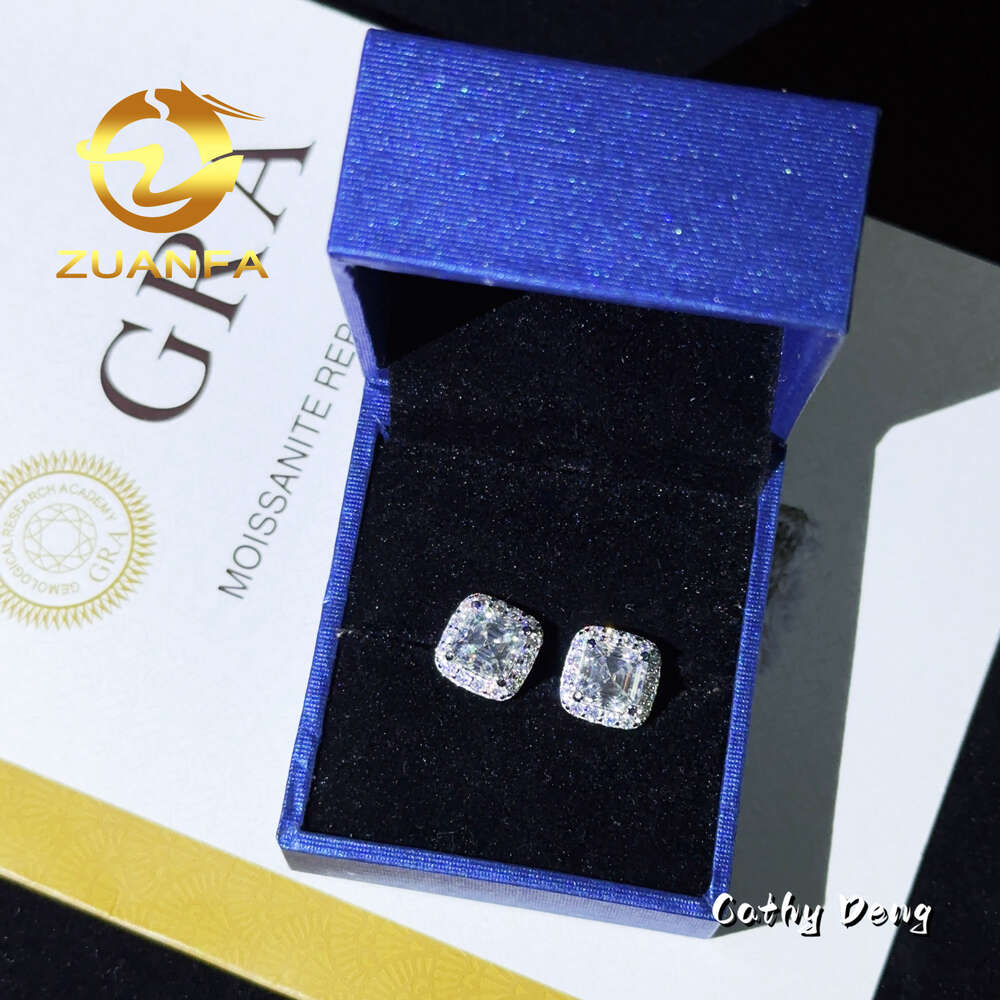 Wholesale Asscher Cut Moissnite Earring Vintage Stud Earrings 925 Silver Screw Back Crystal Earrings Set Gift for Men Women