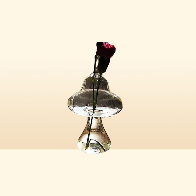 Transparent Mushroom Shaped Glass Vase Lovely Hydroponics Plant Creative Crafts Decor For Home Office Living Room Vases9478447