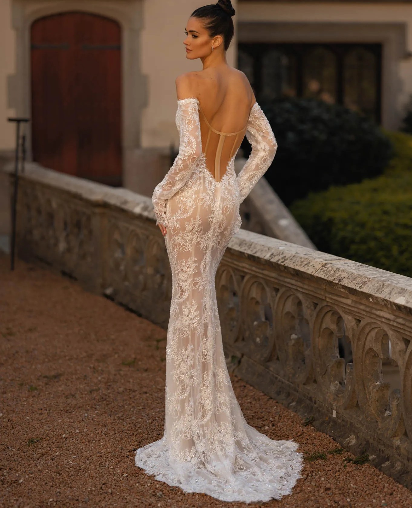 Sexy Mermaid Champagne Wedding Dress 2024 Off Shoulder Sleeves Beach Illusion Back Lace Boho Bride Gowns Robe Mariee Vestidos De Noiva 0514