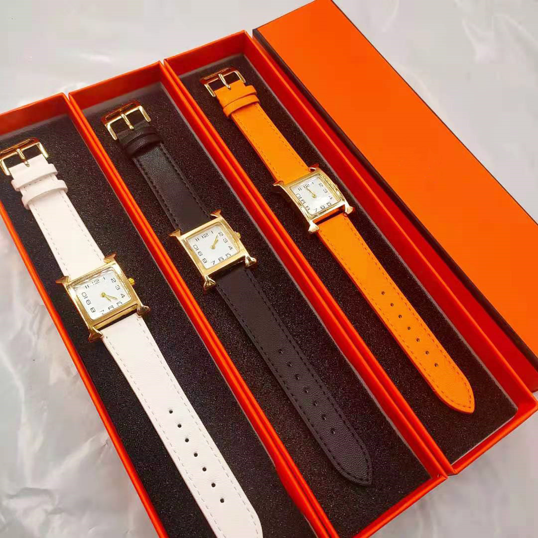 luxury Fashion designer gifts for women mens H watch quartz movement high quality leather womens men wrist watches montre de luxe gifts for women with box